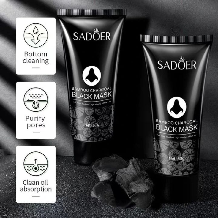 SADOER Bamboo Charcoal Blot Nose Mask gently clean Strong and effective bamboo charcoal suction blackhead nasal mask care 60g, remove blackheads, and clean the face                                   .