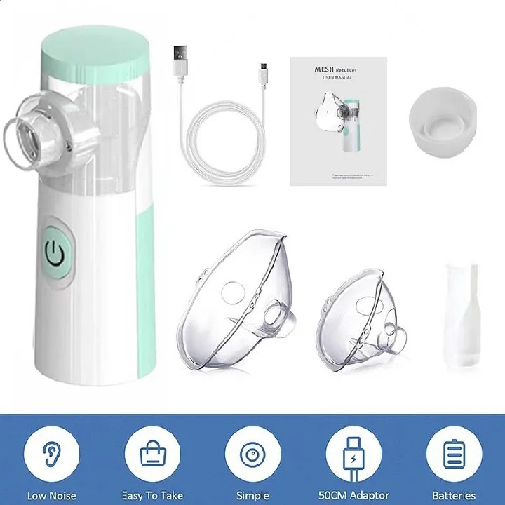 Medical Mesh Nebulizer Portable Handheld Ultrasonic Silent Automatic Nebulizer Silent Steam Nasal Humidifier Inhaler Tool For Baby Child Adult Children Cold Cough Asthma Medical Equipment            .