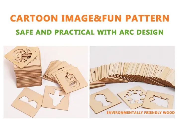 20pcs Montessori Kids Toys Drawing Toys Wooden DIY Painting Template Stencils Learning Educational Toys for Children Gift                                                                              .