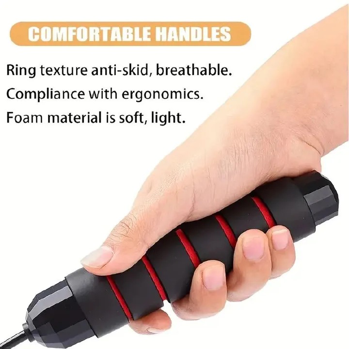 Adjustable Jump Rope with Smooth Bearing Steel Wire - 1pc Professional Skipping Rope with Memory Foam Handle for Effective Cardio and Fitness Training                                                 .