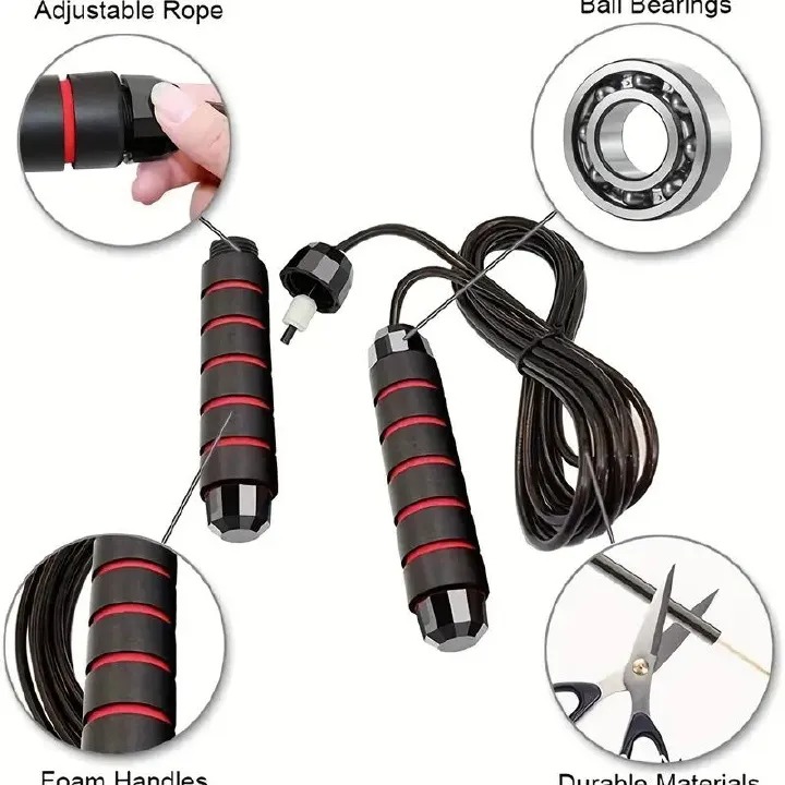 Adjustable Jump Rope with Smooth Bearing Steel Wire - 1pc Professional Skipping Rope with Memory Foam Handle for Effective Cardio and Fitness Training                                                 .