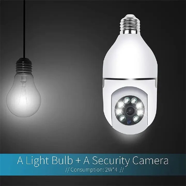 One factory 2.4G WiFi Bulb Surveillance Camera Home CCTV Hidden Cameras Real Night Vision Full Color Automatic Human Tracking Zoom Indoor Security Monitor Wifi Camera                                 .