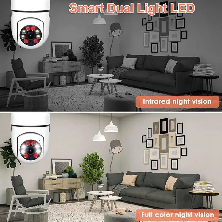 One factory 2.4G WiFi Bulb Surveillance Camera Home CCTV Hidden Cameras Real Night Vision Full Color Automatic Human Tracking Zoom Indoor Security Monitor Wifi Camera                                 .