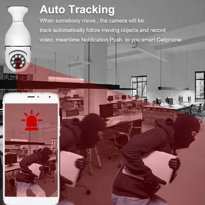 One factory 2.4G WiFi Bulb Surveillance Camera Home CCTV Hidden Cameras Real Night Vision Full Color Automatic Human Tracking Zoom Indoor Security Monitor Wifi Camera                                 .