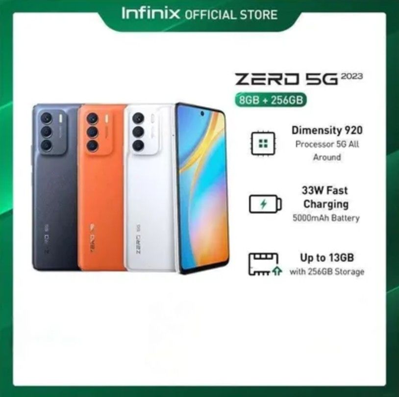REFURBISHED INFINIX ZERO 5G 2023 – 50MP CAMERA | 8+256GB STORAGE | 5000MAH BATTERY | 5G PERFORMANCE