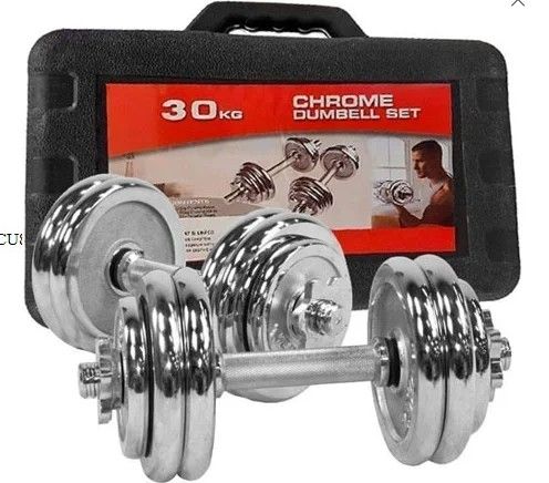 30 KG CHROME ADJUSTABLE DUMBBELL SET WITH CARRY CASE