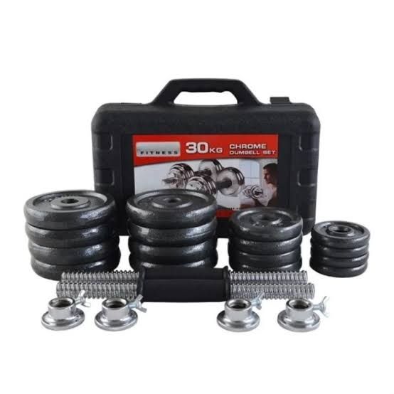 30 KG CHROME ADJUSTABLE DUMBBELL SET WITH CARRY CASE