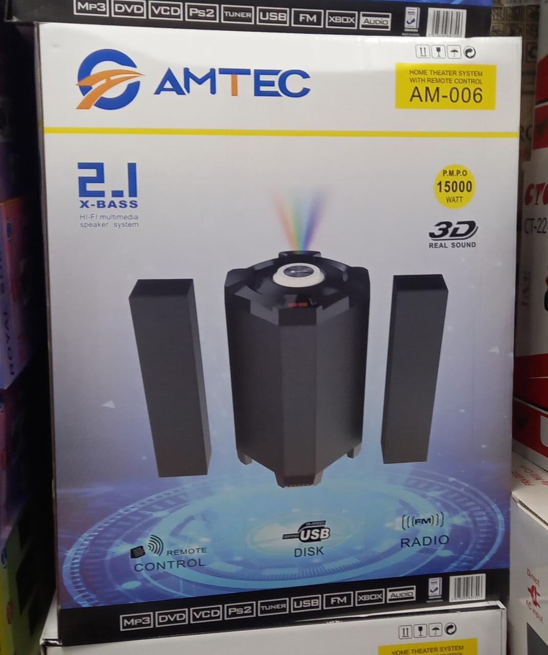 AMTEC AM-006 X-BASS 2.1CH MULTIMEDIA SUBWOOFER (BLUETOOTH • USB/SD • FM • REMOTE)