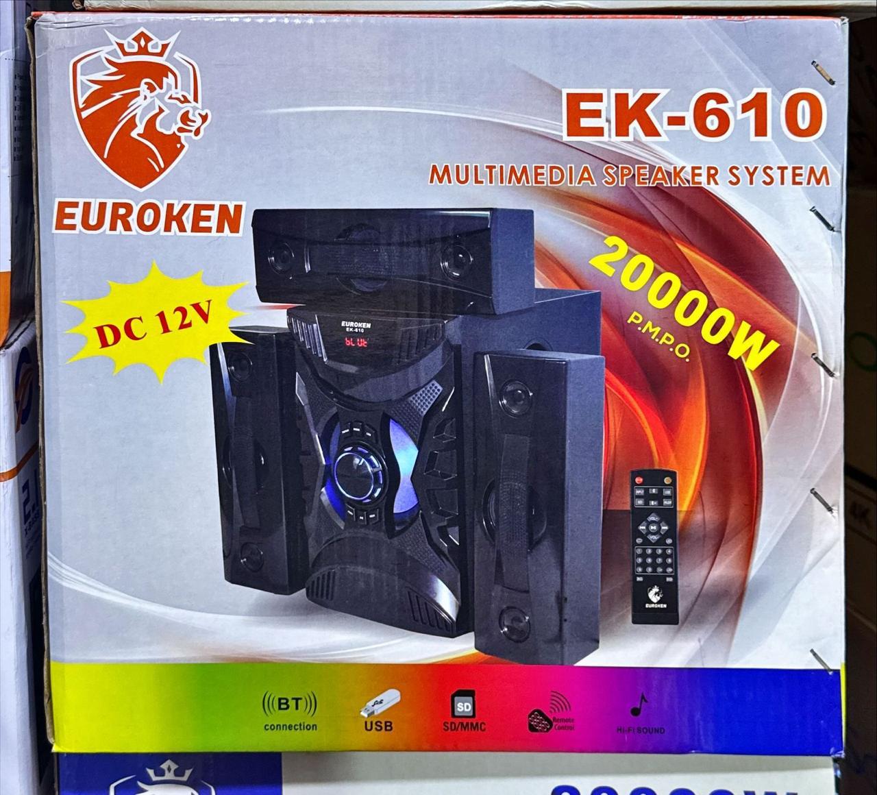 EUROKEN EK-610 3.1-CHANNEL WOOFER SYSTEM — 20,000 W PMPO, MULTI-INPUT, COMPACT DESIGN
