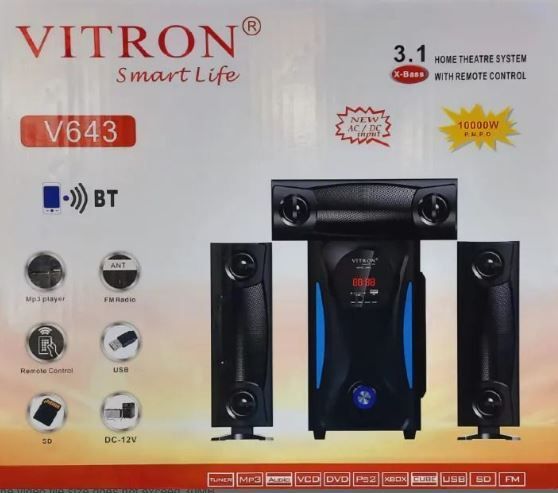 VITRON V643 3.1 CHANNEL MULTIMEDIA SPEAKER SYSTEM WITH POWERFUL BASS AND BLUETOOTH CONNECTIVITY