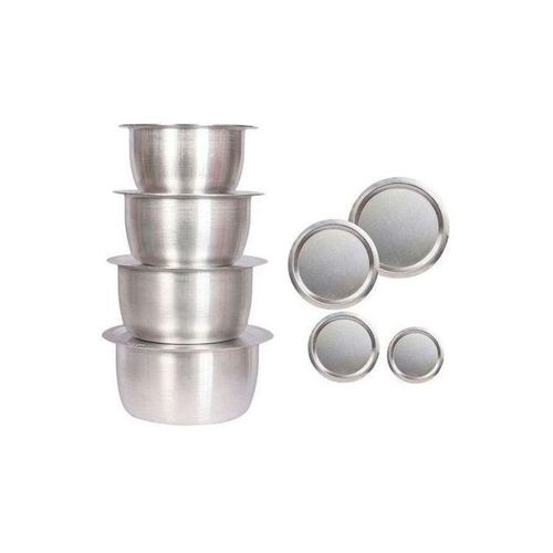 🦋RESTOCKED🤑Best Quality 4Pcs Set Of Stainless Aluminum Sufuria WITH Lids.,(1-4)☀️Stainless aluminium offers cooking performance. Ideal for open  jiko or firewood cooking.Durable and easy to clean