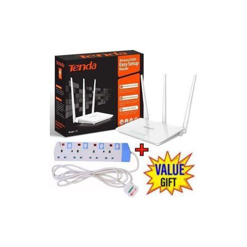 😶‍🌫️tenda F3 N300 300Mbps Wireless WiFi Router + 4Way Power Extension🦋Single-band 2.4GHz Wi-Fi for high-speed wireless transfer 
 Three external 5dBi antennas for stronger network signal
Ensures sa