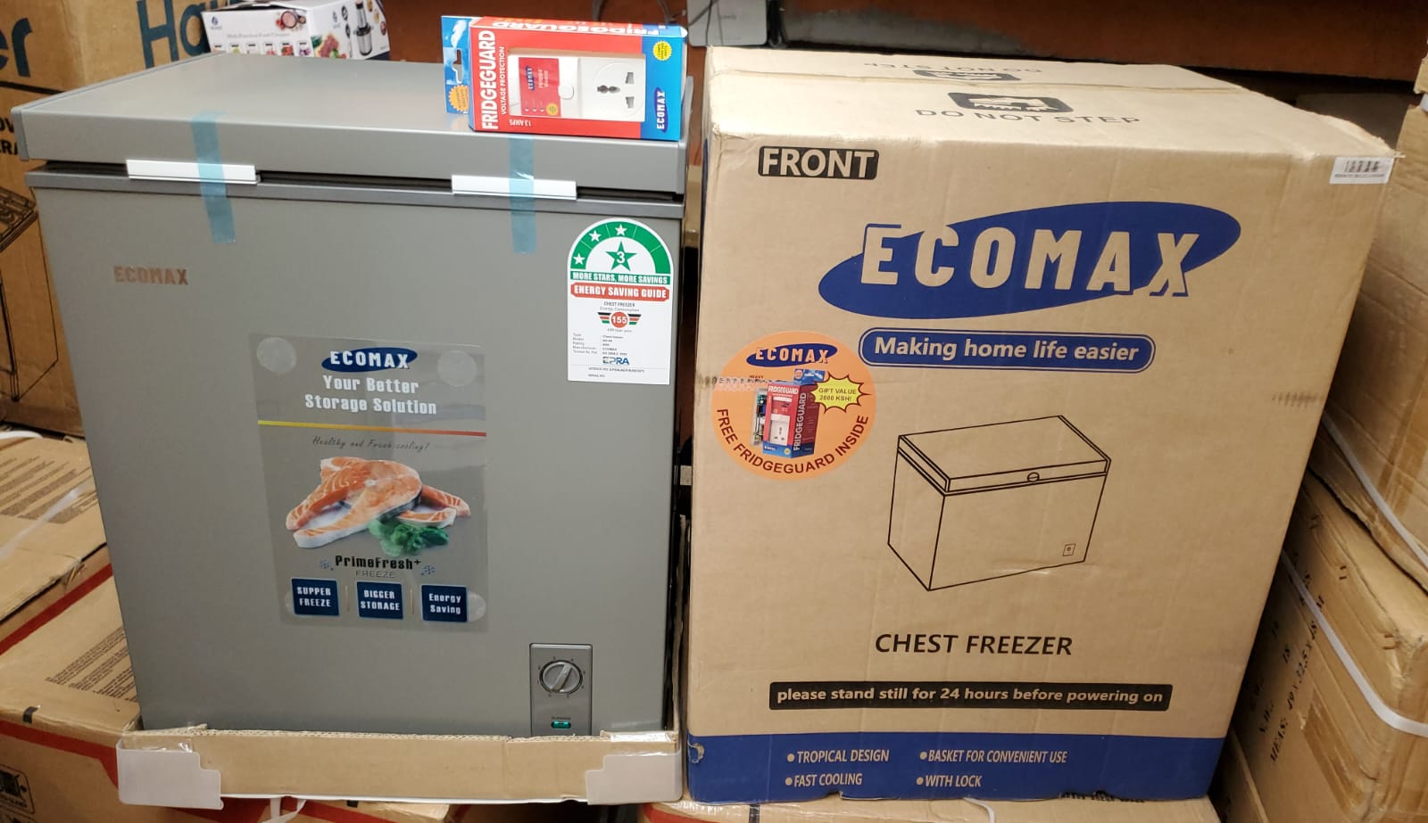 🎉Ecomax 60L Chest Freezer - Energy Saving Compact Freezer with Fridge Guard 🎀Compact 60L Capacity → Ideal for small kitchens & apartments → Stores 2-3 weeks of frozen goods for a couple or small fam