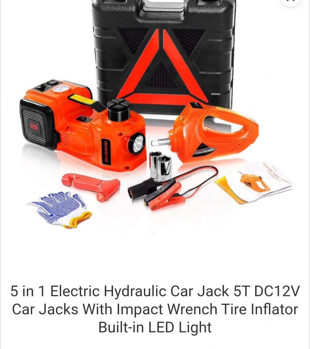 READLY ON STOCK😶‍🌫️Electric Car Jack 5Ton 12V Kit Hydraulic (Lifting Range: 6.1~17.7 inch) with Inflator Electric Jack for Car SUV Sedan MPV Change Tires Garage Repair Emergency Kit😶‍🌫️Elevate you