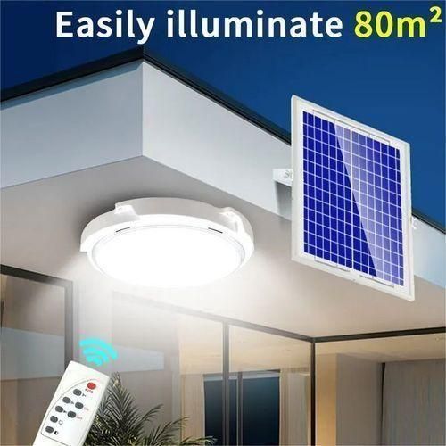 Solar Powered Ceiling Light 100W Indoor Light With Remote And Timer.🎇designed separately, Long cable allows you to mount the lamp in a sunless place while leaving the solar panel at sunlight area, th