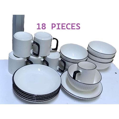 🤑🤑*18pc Japanese Combo Dinner Set😴..*18PC JAPANESE COMBO* *contains:* 18pc *Material:* ceramic *Contains:* 6 bowls+6 cups+6plates *Price drop☀️combines durability with a clean, elegant Japanese-ins