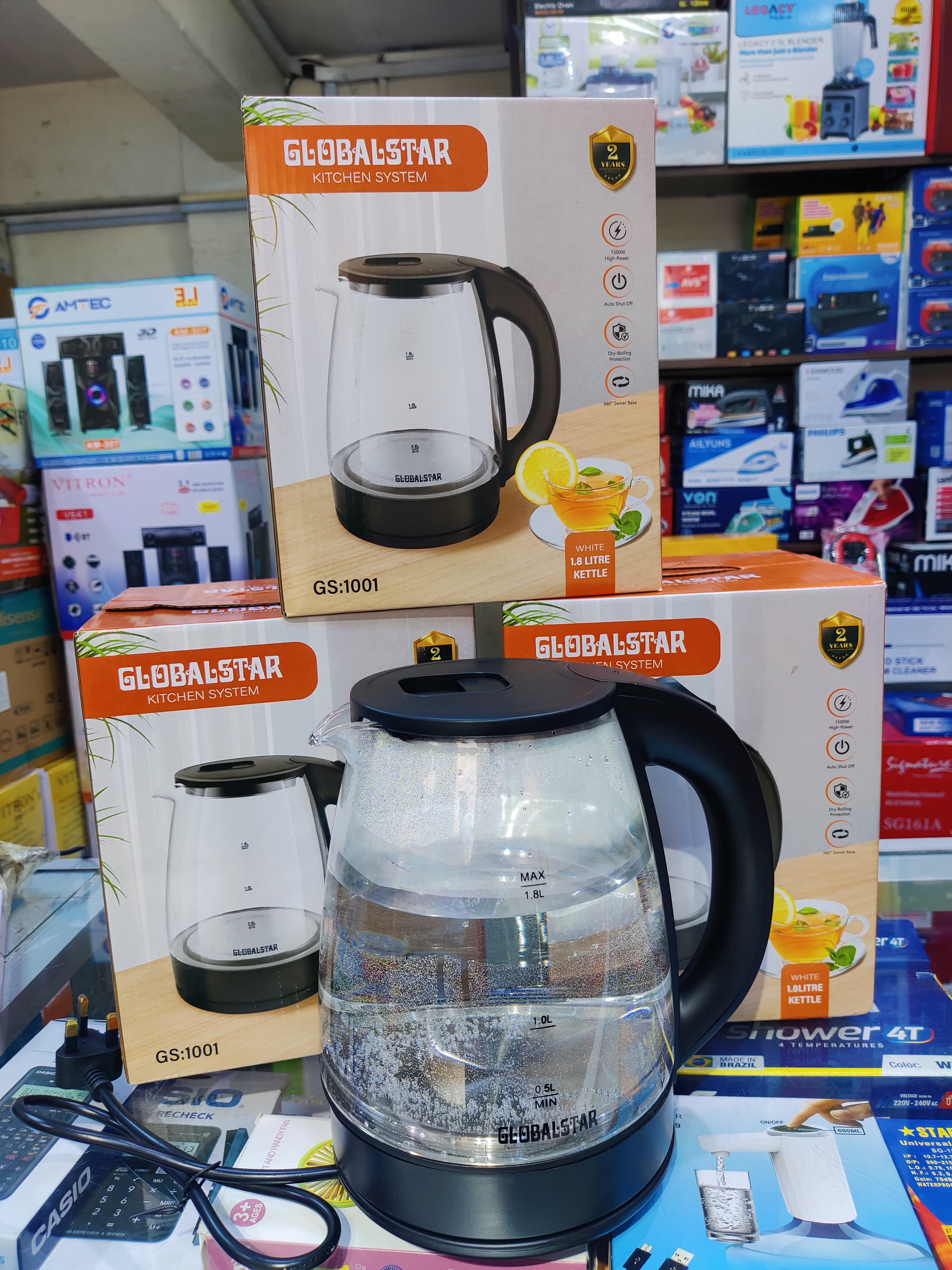 Globalstar Illuminating Glass Kettle ,Boil Dry Protection & Auto Shut Off ,Fast Boil & Easy to Clean ,Ideal for Hot Water, Tea or Coffee ,1.8L Cordless Kettle🎀Automatically turns off when water boils