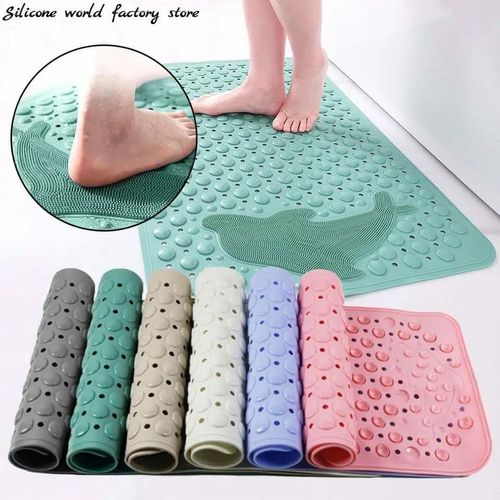 Superior Anti-Slip Design:🎀Non-Slip PVC Bathtub & Shower Mat with Strong Suction Cups & Drainage Holes - Safe & Hygienic Bathmat for Home Use🦋Features multiple drain holes to allow water and soap su