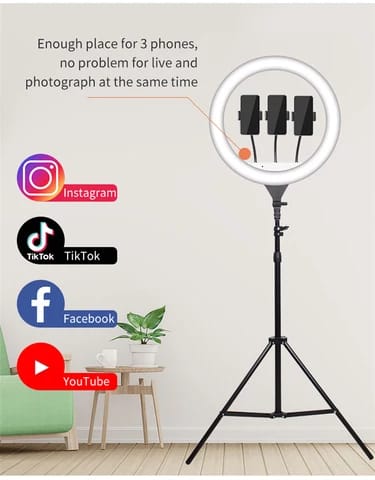 RESTOCKED🎀14-inch Photography portable studio LED Ring light makeup Ring light with tripod stand and 3 phone holders, vlogging kit video lights accessories😶‍🌫️