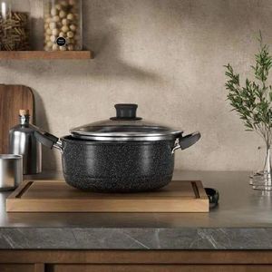 JP Jamesport Jp 10 Pieces Heavy granite coated Non-Stick Cooking Pot Sufuria Set with glass lid - 10 PCS🔥Tight-fitting covers seal in moisture and nutrients.
Ideal for open charcoal jiko or firewood
