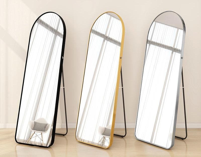 Dressing Mirror 
✨With Metal Stand & Aluminum Frame
 ✨Full Body Standing Mirror 
✨For Living Room, Bedroom, Dressing Room and  Bathroom, 
✨ colour, black,gold and white 
✨size 40 * 150 cm