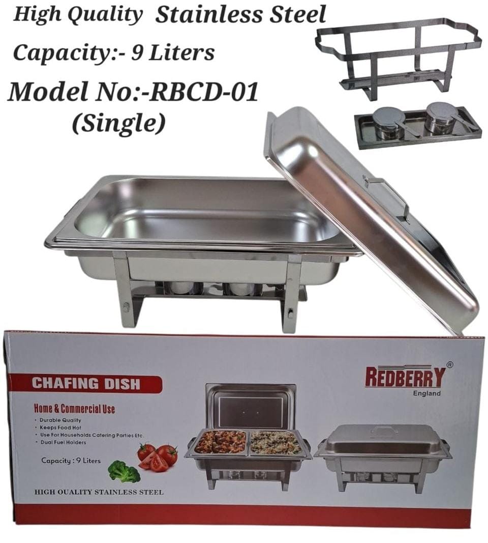 Redberry 9 Ltr  SINGLE CHAFFING DISHES QUALITY STAINLESS STEEL🥰Chafing Dish can last a long time and is easy to clean and store. The dish is your ideal companion for any birthday, wedding, corporate