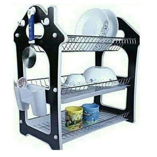 Nunix 3 Layer Tier Stainless Steel Wooden Dish Drainer Dish Rack Stand.🥰designed for easy access of the required piece with no risk on creating a mess since most dinner sets are usually fragile and d