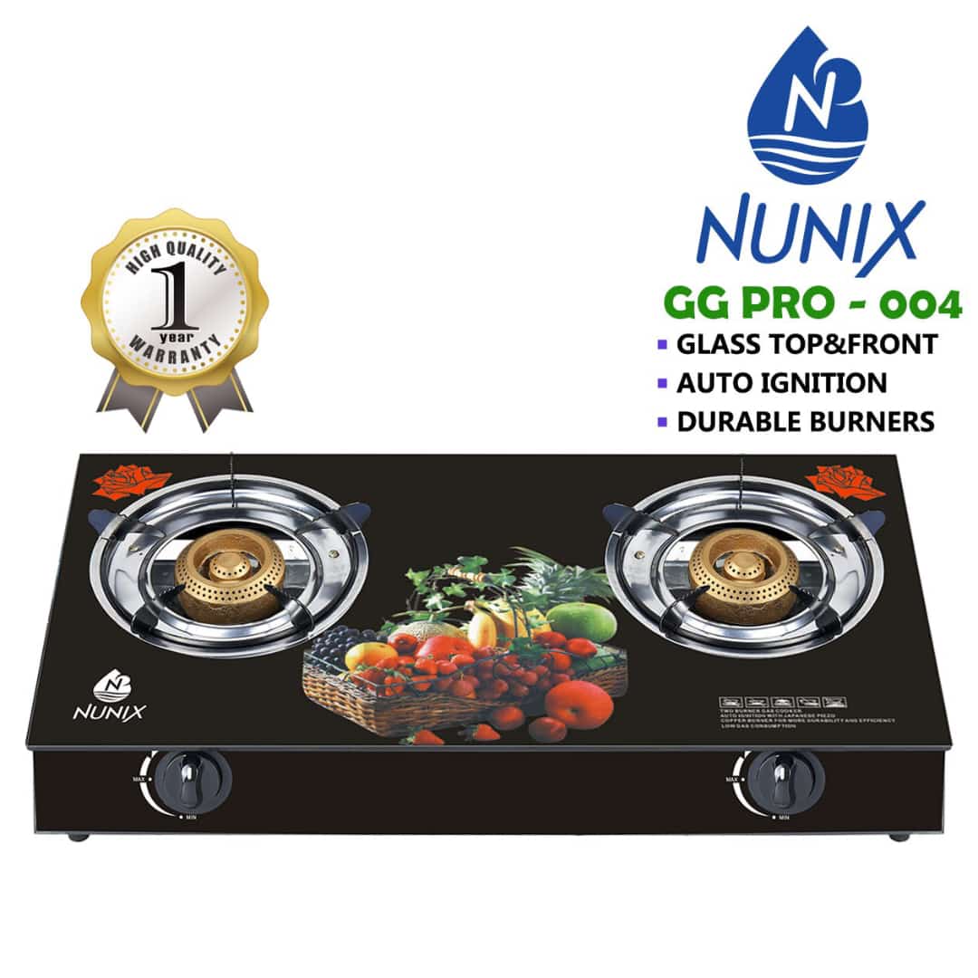 Cook Perfectly Everytime🎀Nunix Tampered Glass Table Top 2-Burner Gas Stove / Cooker🥰feature for lighting the burner.‎‎‎ Simply turn the burner knob to the desired flame size and the sparking is turn
