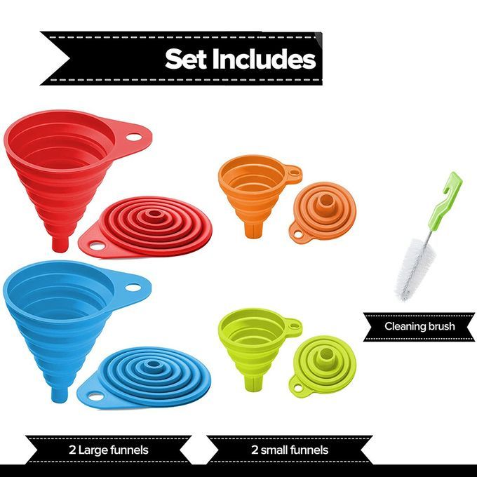 Multipurpose Foldable Silicone Collapsible Funnels
