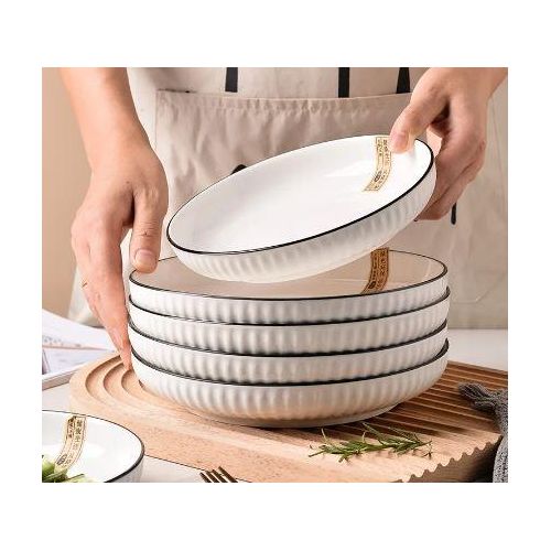 🌿RESTOCKED 🌿Set of 6 ceramic dining plates.pack of 6 8-inch dining plates ,Made from 100 % ceramic material, exquisite style, lightweight and luxurious .