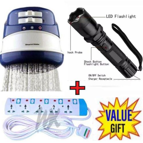 Horizon QUALITY HOME BEST Instant Hot Water Shower For Fresh And Salty Water// Shower head + Electric Shock Torch// Security Self-Defense Electric Shock Torch+5 Way Power Extension