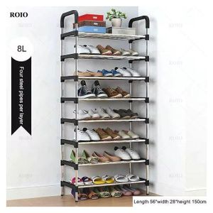 ✅️PREMIUM QUALITY ✅️HEAVY DUTY 8 Layer Shoe Rack. Material PP And Stainless Steel Easy To Assemble And Disassemble Available In Pink, Black And Blue Affordable Portable Durable And Elegant