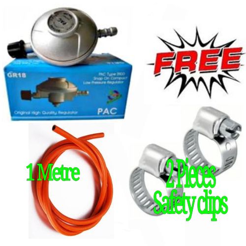 Pac 6KG Regulator Gas 6 KG For Single/Double Burner Gas Cooker +GIFTS.Protane/Butane 6kg mecko gas pressure regulator30 mbar comes with a free 1m gas hose pipeSuitable for both high pressure and low p