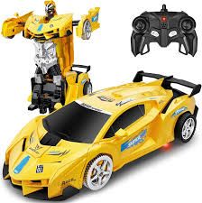 RAVSOOL Remote Control Car Transform Rc Robot Rechargeable 360°Rotating Stunt 1:18 Deformation Racing Car Toy with Cool Sound Light One Button Deformation