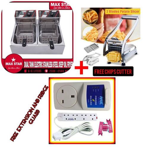 LIMITED OFFER🎀ECCO 6L+6L Double Electric Chips Deep Fryer Machine+FREE CHIPS SLICER+FRIDGE GUARD+EXTENSION🍠Make authentic, restaurant-style fish and chips, chicken wings, mozzarella sticks and more