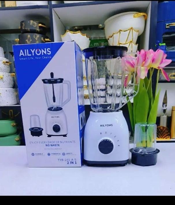 AILYONS Blender 2 In 1 With Grinder Machine 1.5L  the ailyons blender with a grinding machine is the deal. It has a large jug capacity safely locked with a lock cover, quite enough for your blending.