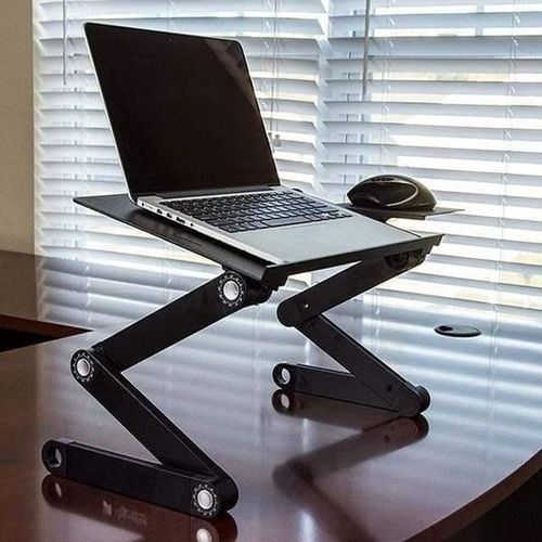 Laptop stand The adjustable laptop desk can be used as a TV stand, dinner table, sound equipment, book holder, writing desk and tablet holder that meets all your different needs.