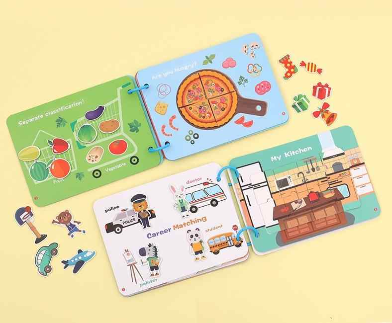 Montessori DIY Busy Books with Velcro – Reusable Educational Toddler Activity Books for Travel, Waiting Rooms, and Daily Learning
