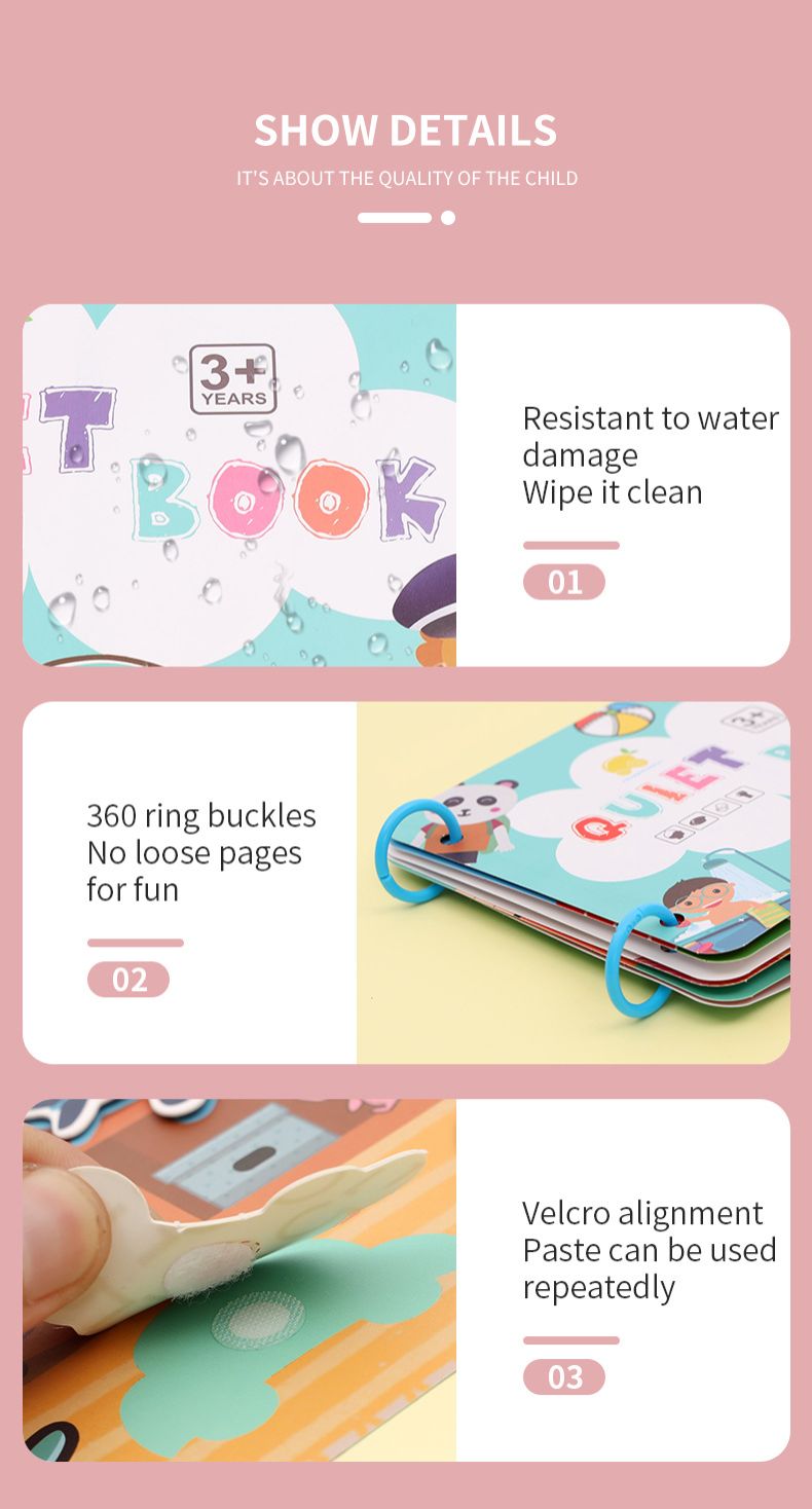 Montessori DIY Busy Books with Velcro – Reusable Educational Toddler Activity Books for Travel, Waiting Rooms, and Daily Learning