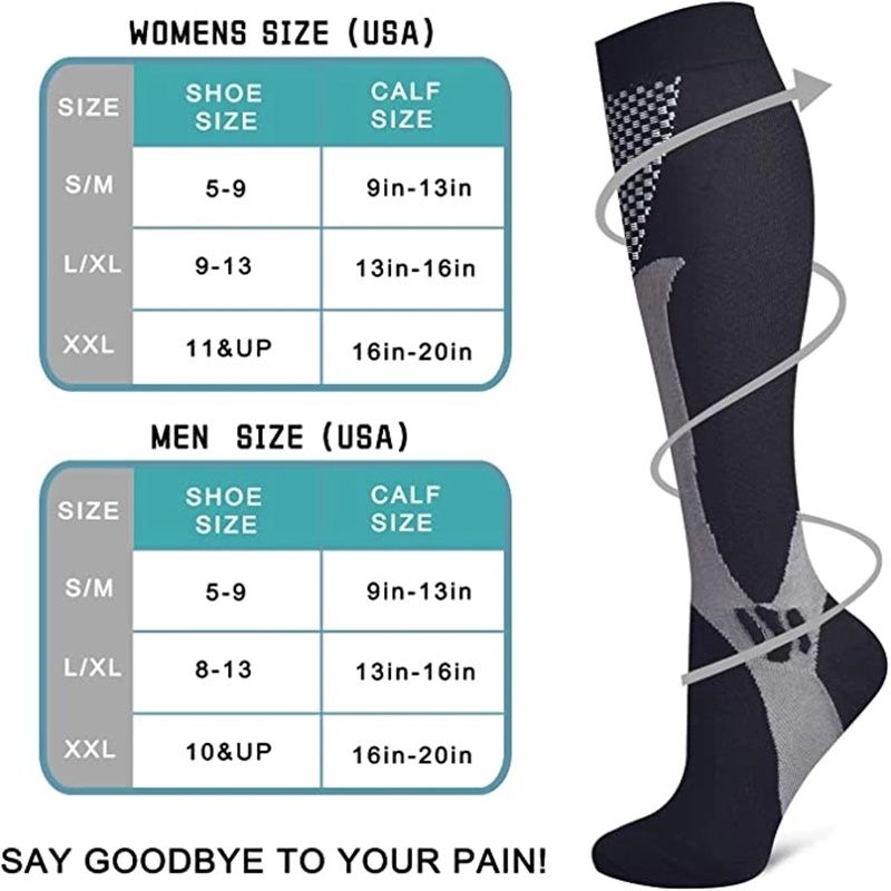 Say Goodbye To Pain with Our New Graduated Compression Socks Medical Nurses Workers Gym Hiking Cycling Diabetics Varicose Veins Sports Socks Running Football Gift Size S/M, L/XL and 2XL