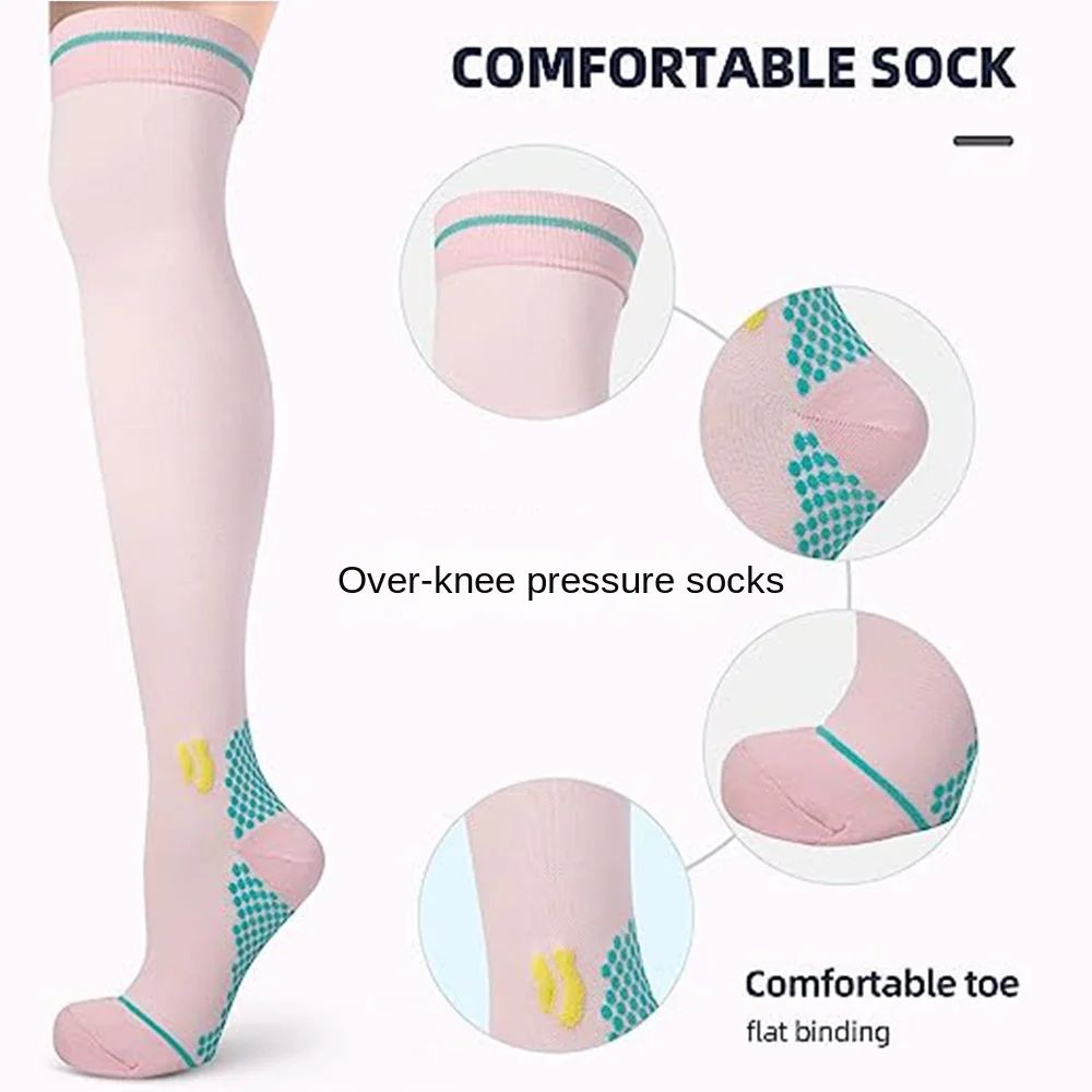 New Over The Knee Compression Socks designed for both athletic performance and all-day wear. Crafted with breathable, moisture-wicking fabric to keep your legs cool and dry.