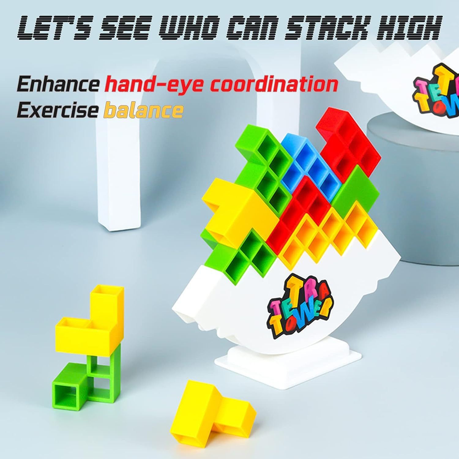 New 48 Piece Tetra Tower Game is a plug and play Game that is both challenging and Fun. Great for the whole Family - Improves your Baby,s Hand Eye Coordination Concentration Skills Set Back Resistance