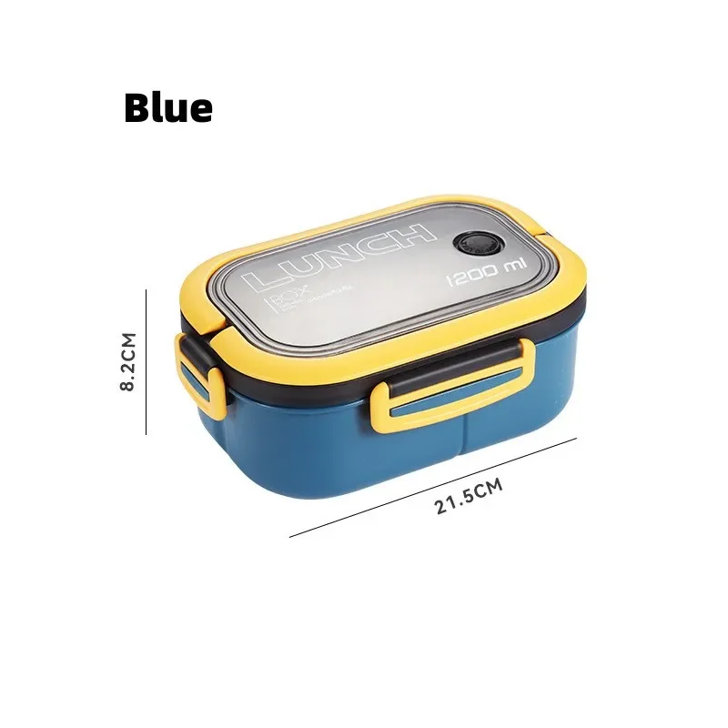 New Double-Layered Leak-Proof Big Bento Lunch Box with Cutlery Set 1200ml Capacity Microwave Safe Dishwasher safe