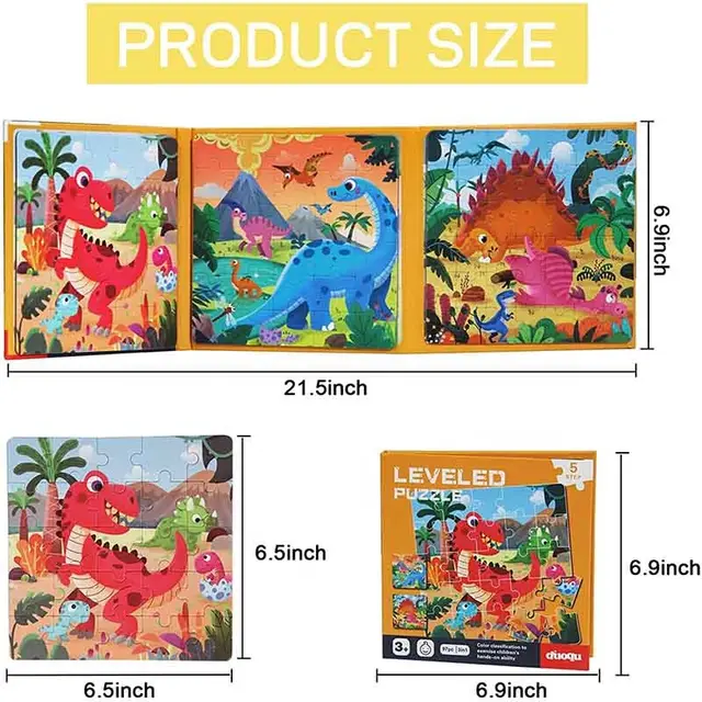 Keep little hands busy and minds sharp with our 3 IN 1 Portable MAGNETIC JIGSAW Puzzle Sets! Designed for kids aged 3+, this set includes 3 engaging PHASED Puzzles—perfect for building skills