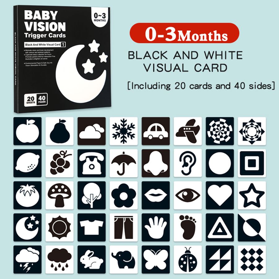 Baby Vision Stimulus Flash Cards – Boost Brain Development, Focus & Visual Recognition (0-36 Months)