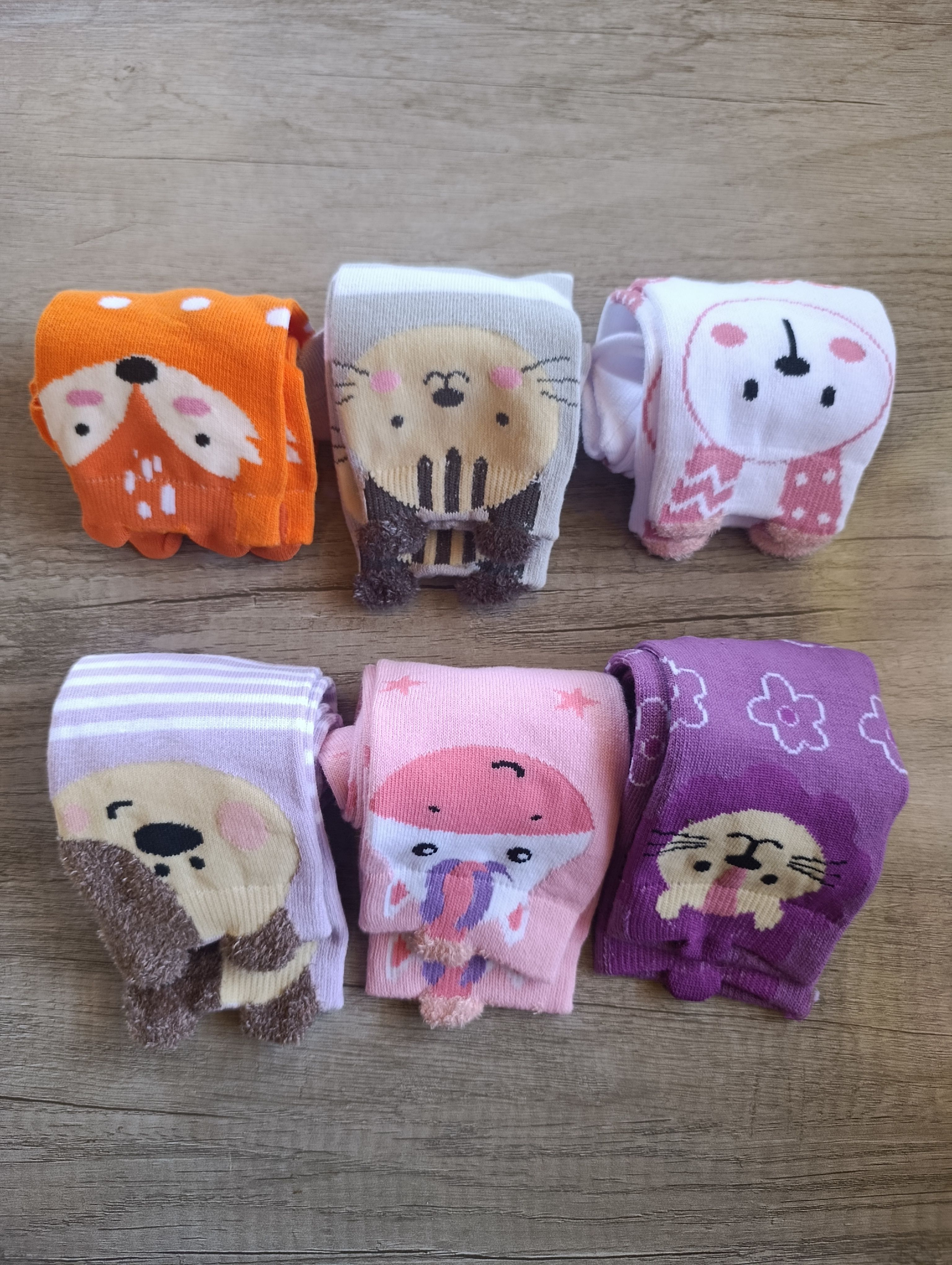 6 Pairs Girls Over the Knee/Calf Thick Cotton Socks with Cartoon Faces