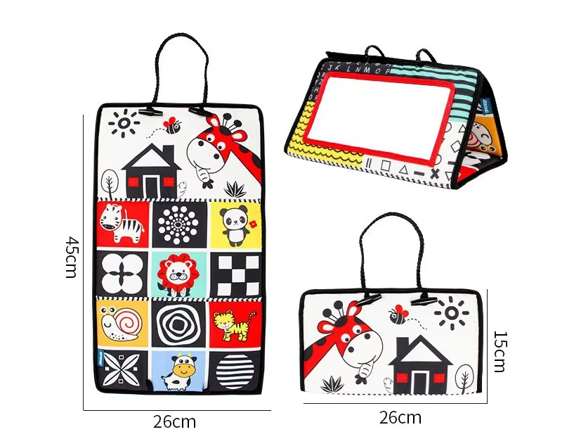 3-in-1 Tummy Time Baby Mirror & Activity Mat – Sensory Development Toy for Newborns & Infants (Foldable, Portable, Montessori-Inspired) For 0-3 Years