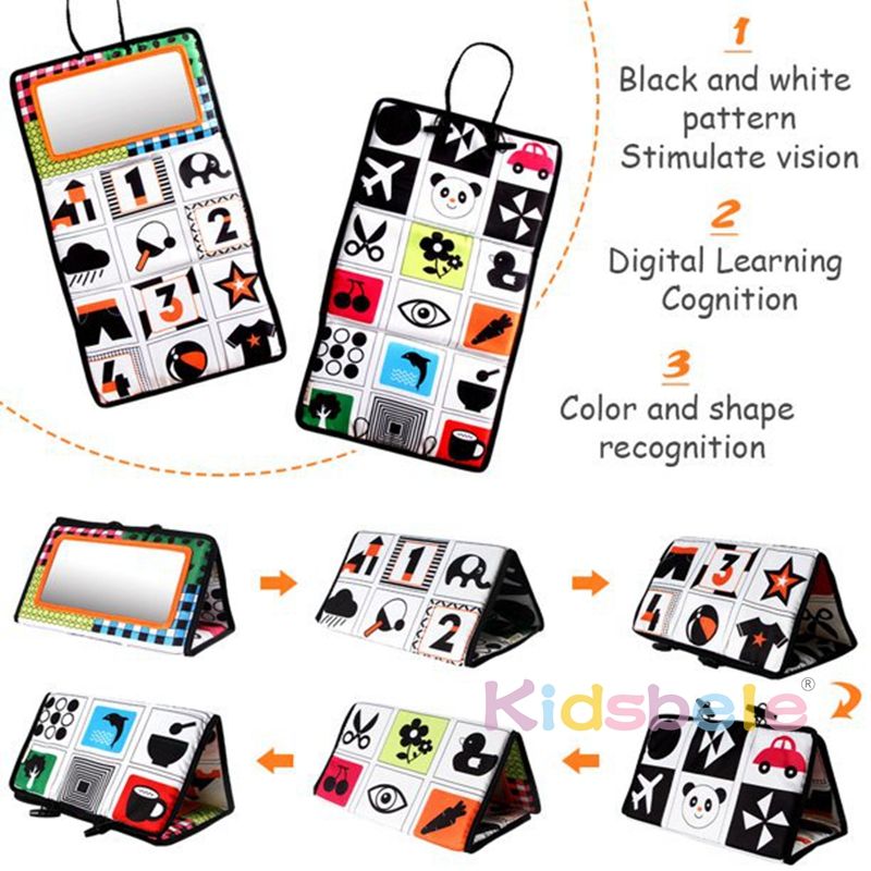 3-in-1 Tummy Time Baby Mirror & Activity Mat – Sensory Development Toy for Newborns & Infants (Foldable, Portable, Montessori-Inspired) For 0-3 Years