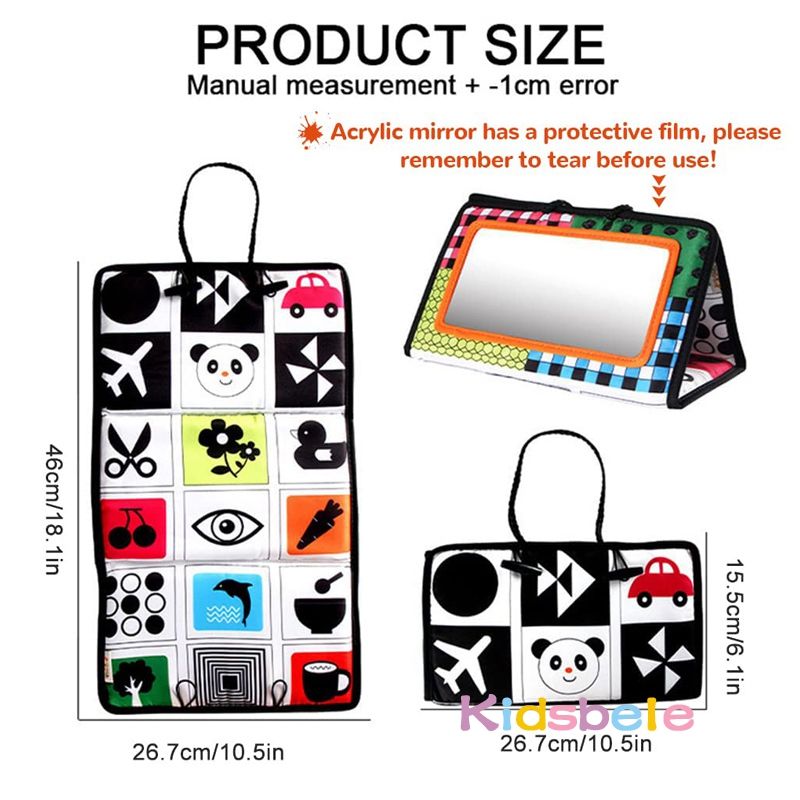 3-in-1 Tummy Time Baby Mirror & Activity Mat – Sensory Development Toy for Newborns & Infants (Foldable, Portable, Montessori-Inspired) For 0-3 Years