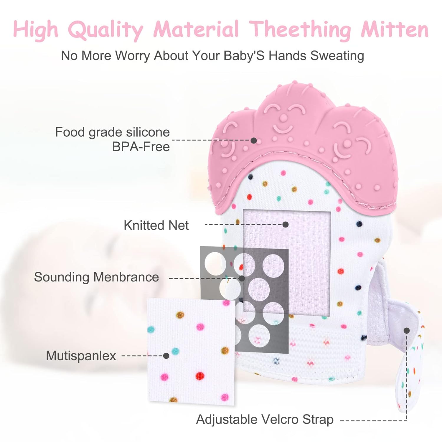 Baby Silicone Teething Glove – Soothing Relief. Let your little one teethe in comfort and joy with our Baby Silicone Teething Glove – the perfect blend of safety, softness, and sensory fun 0-12 Months
